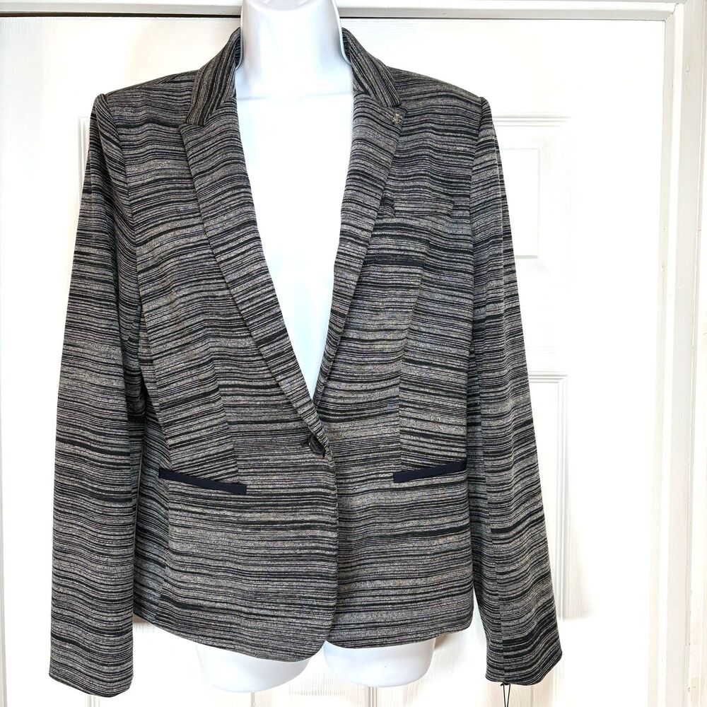 Tommy Hilfiger Womens sz 8 NWT Navy Patterned‎ Stretch Lined Blazer